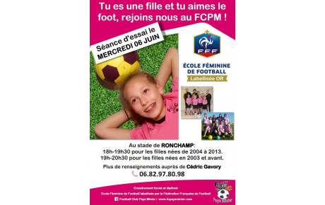SEANCES DE DECOUVERTE DU FOOTBALL FEMININ...